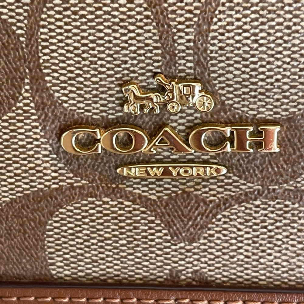Coach Brown Signature Dome Satchel Handbag - Picture 9 of 15